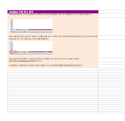 OneNote 2010: 리본 메뉴 참조 통합 문서